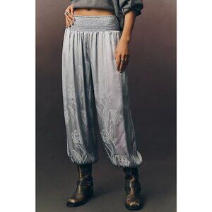 Anthropologie Jacquard Balloon Pull-On Pants High Rise Women's Size S Blue